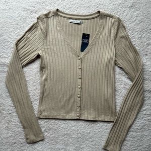 Abercrombie & Fitch Ribbed Button Front Cardigan Top | NWT